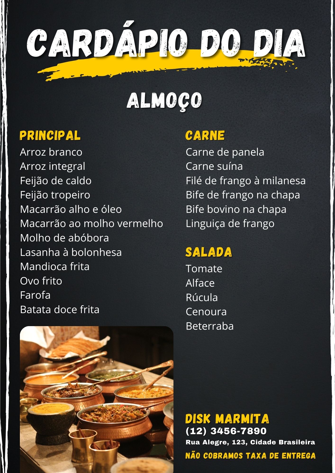 Cardápio restaurante - menu do dia