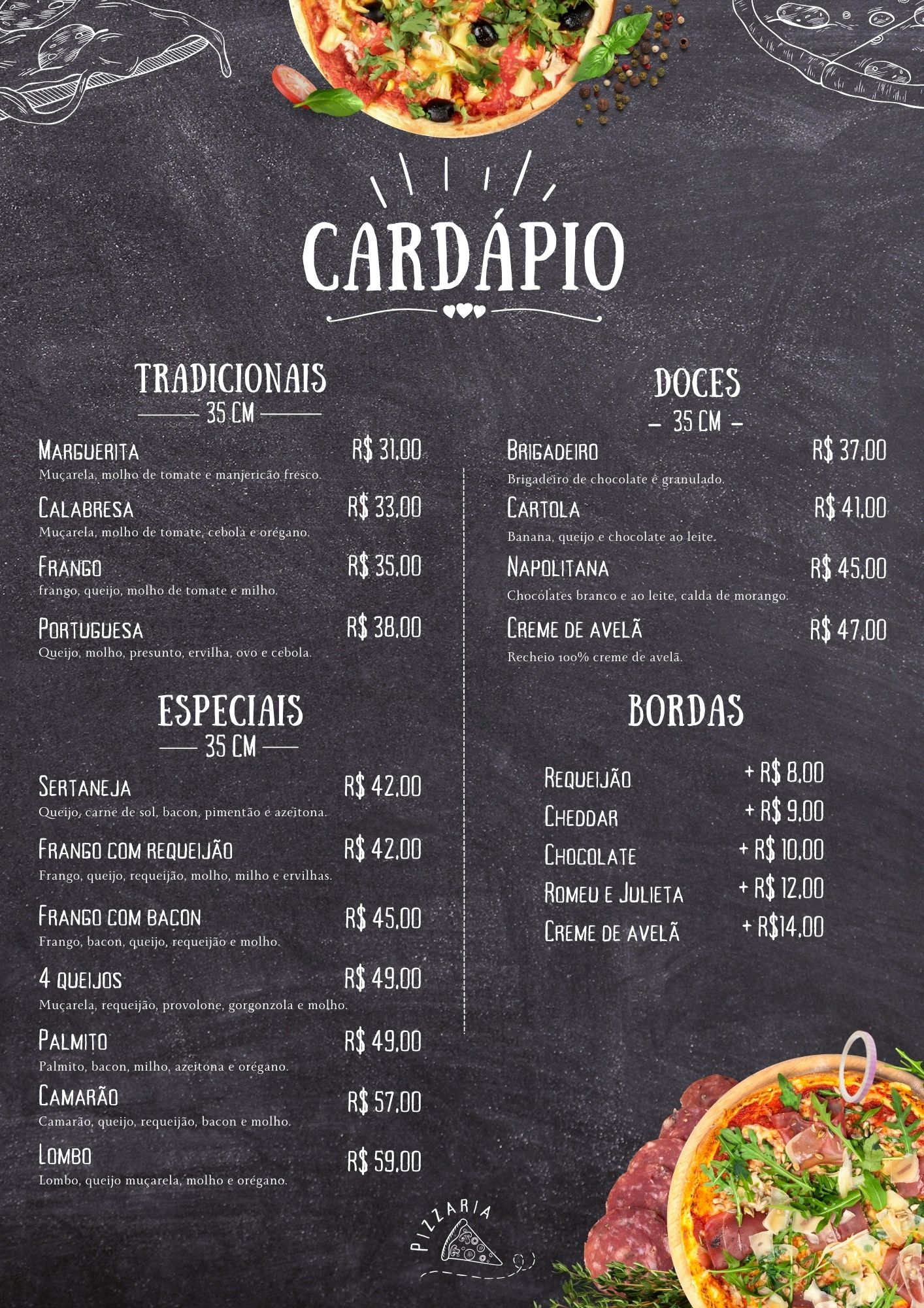 cardápio pizzaria